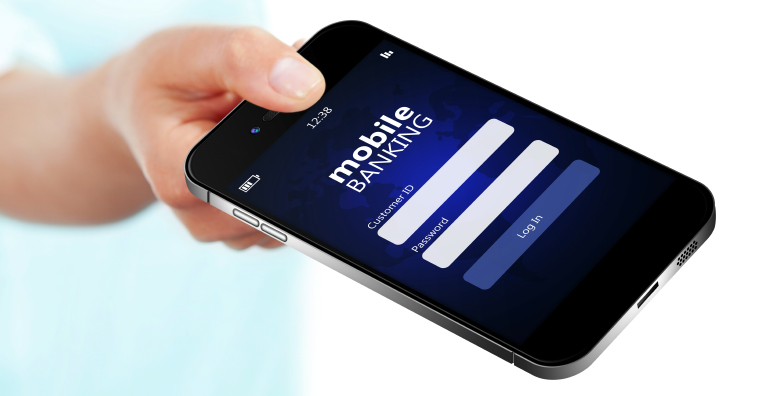 Mobile banking app on a smartphone