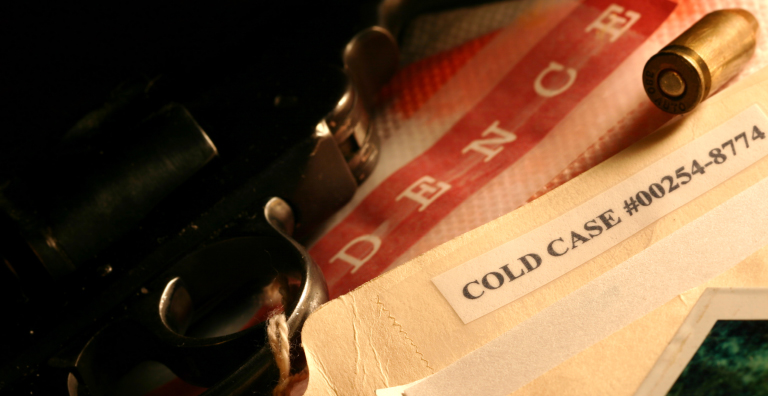 closeup of cold case file folder