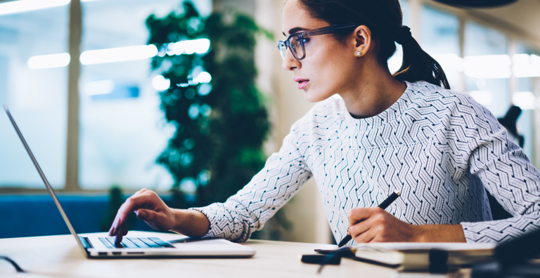 woman working on laptop