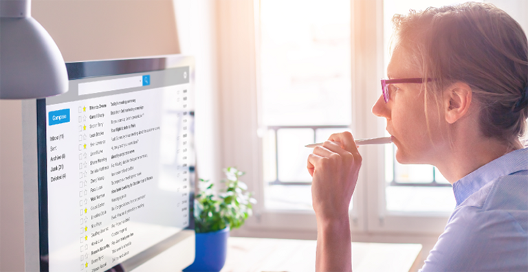 Woman looking at a monitor