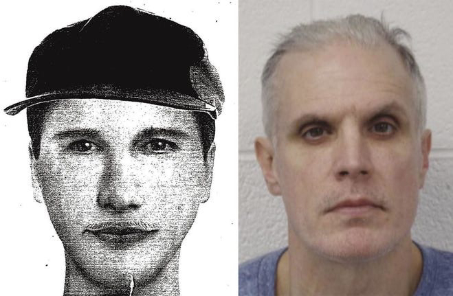 An artist sketch alongside an actual photo of Timothy Nelson Jr, the criminal offender.