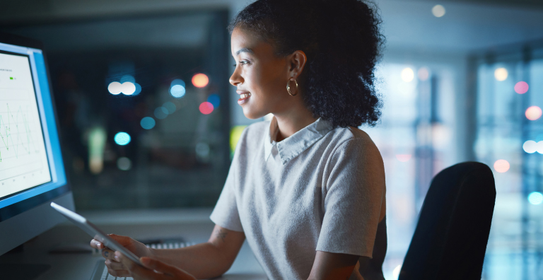 person sitting at computer