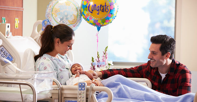 parents with newborn in hospital