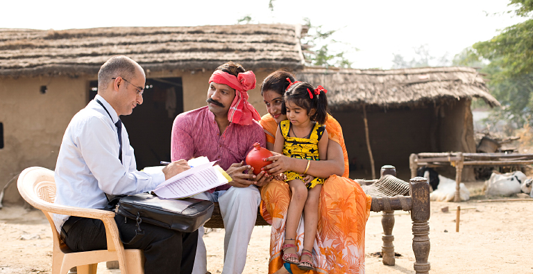 financial advisor talking to family